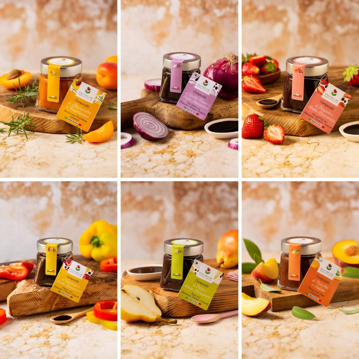 Artisanal Compotes Tasting Set (6 Jars) - EMILIA FOOD LOVE Selected with love in Italy