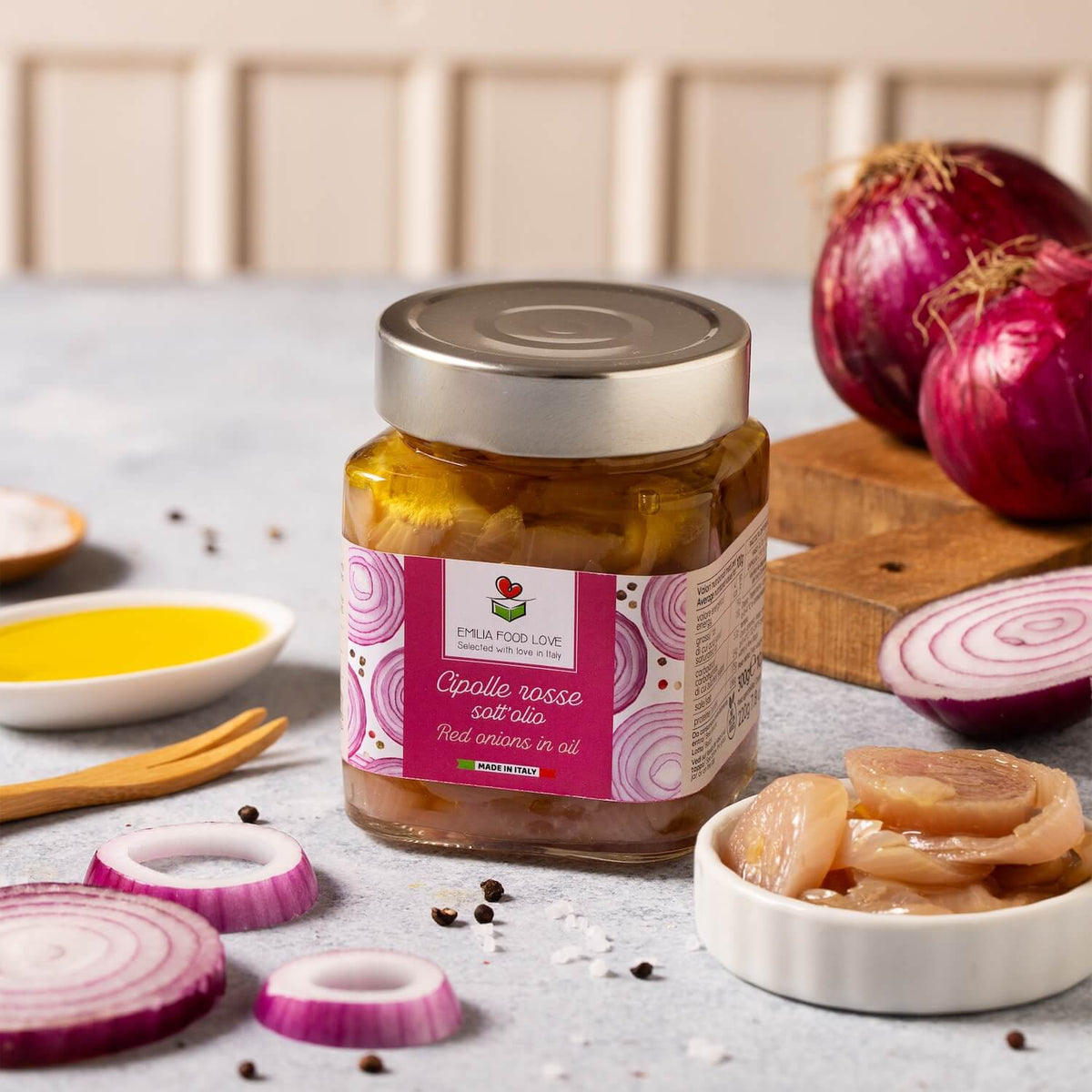 Red Onions in Oil - EMILIA FOOD LOVE Selected with love in Italy