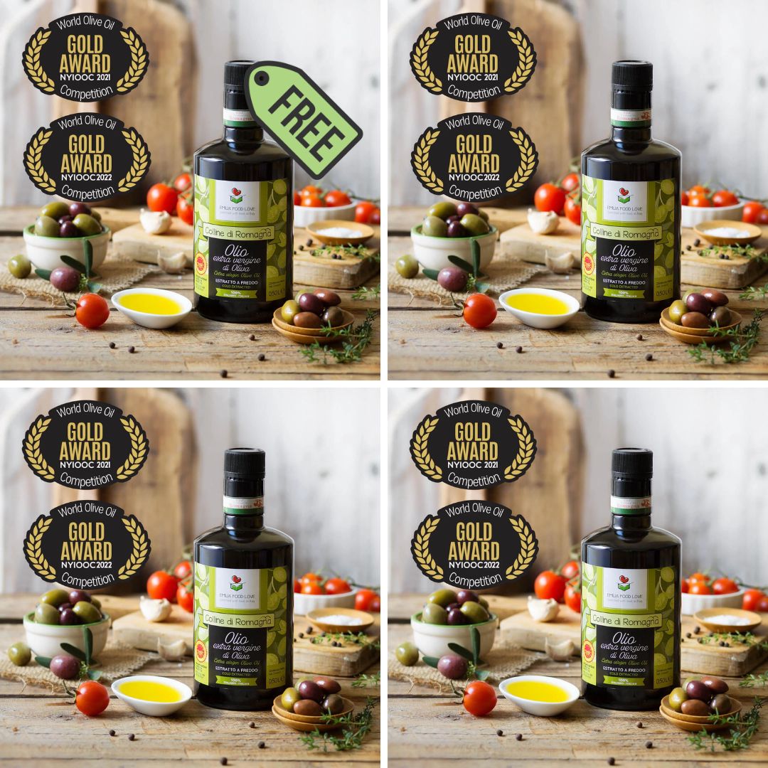 Extra Virgin Olive Oil "Colline di Romagna" DOP GOLD AWARD at NYIOOC (Buy 3 get 1 FREE) - EMILIA FOOD LOVE Selected with love in Italy